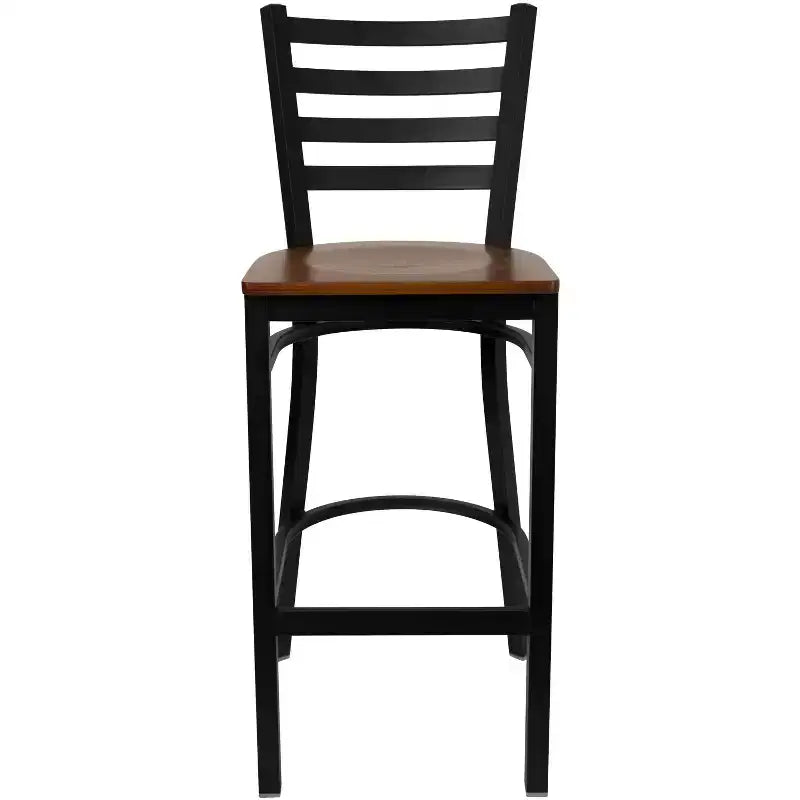 Emma and Oliver Ladder Back Black Metal Restaurant Dining Barstool