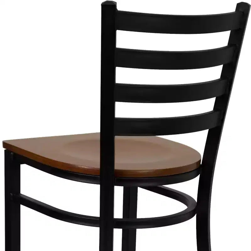 Emma and Oliver Ladder Back Black Metal Restaurant Dining Barstool
