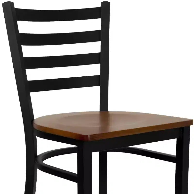 Emma and Oliver Ladder Back Black Metal Restaurant Dining Barstool