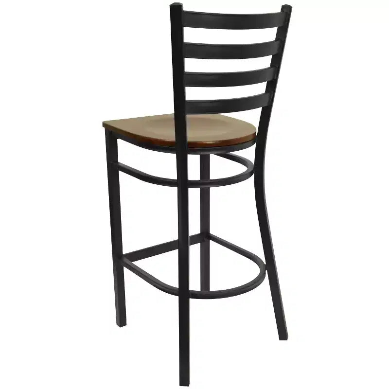 Emma and Oliver Ladder Back Black Metal Restaurant Dining Barstool