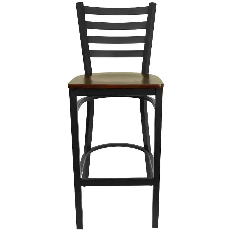 Emma and Oliver Ladder Back Black Metal Restaurant Dining Barstool