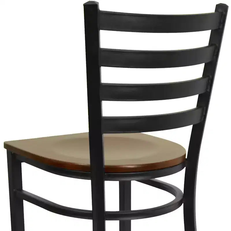 Emma and Oliver Ladder Back Black Metal Restaurant Dining Barstool