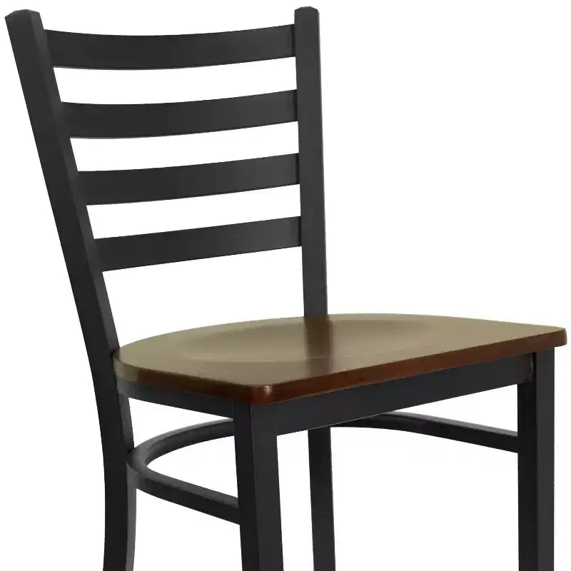 Emma and Oliver Ladder Back Black Metal Restaurant Dining Barstool
