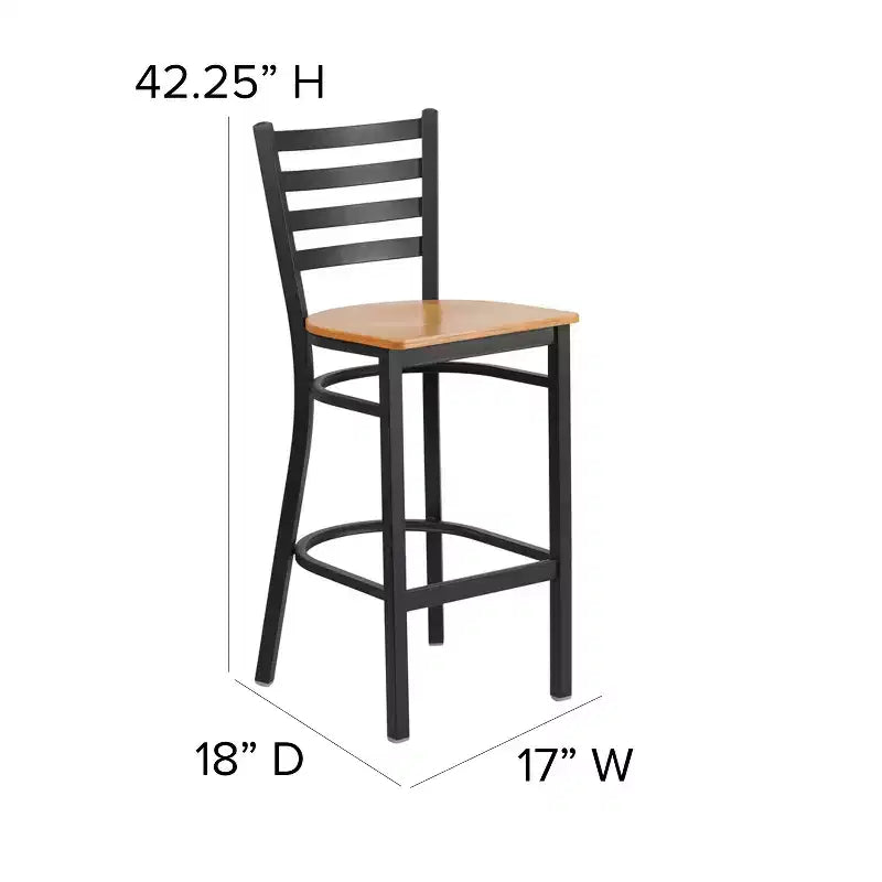 Emma and Oliver Ladder Back Black Metal Restaurant Dining Barstool