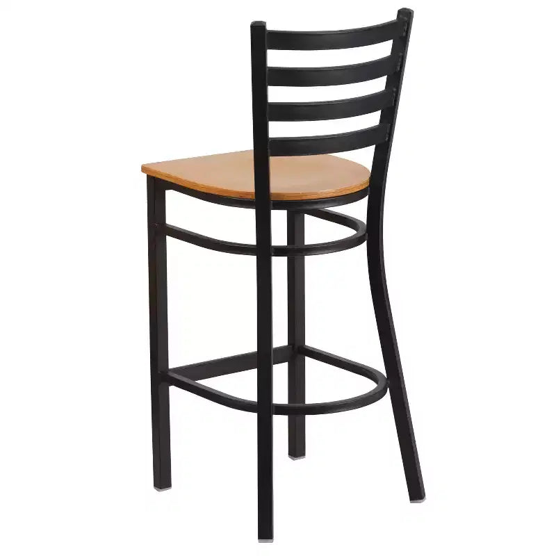 Emma and Oliver Ladder Back Black Metal Restaurant Dining Barstool