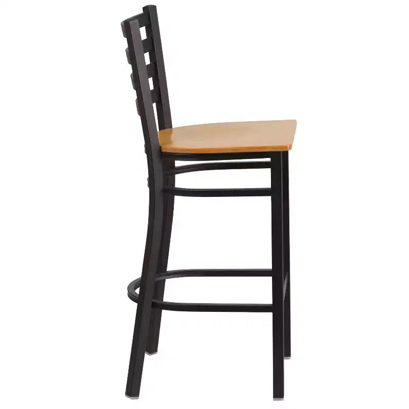 Emma and Oliver Ladder Back Black Metal Restaurant Dining Barstool