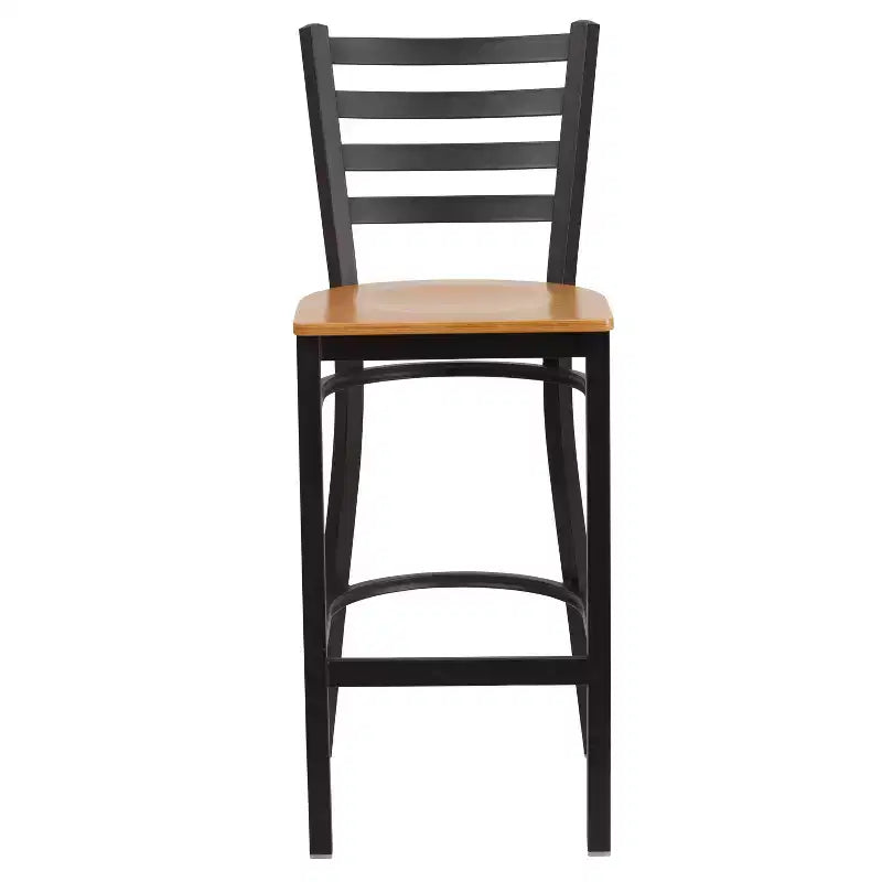 Emma and Oliver Ladder Back Black Metal Restaurant Dining Barstool
