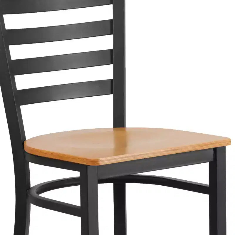 Emma and Oliver Ladder Back Black Metal Restaurant Dining Barstool