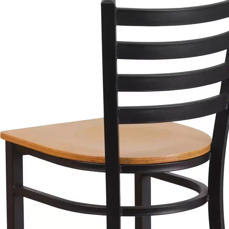 Emma and Oliver Ladder Back Black Metal Restaurant Dining Barstool