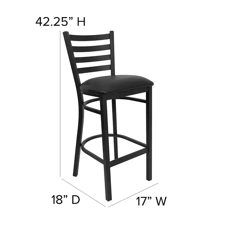 Emma and Oliver Ladder Back Black Metal Restaurant Dining Barstool