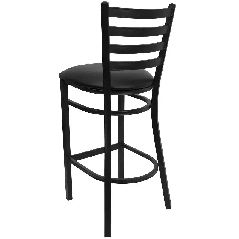 Emma and Oliver Ladder Back Black Metal Restaurant Dining Barstool