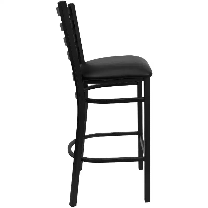 Emma and Oliver Ladder Back Black Metal Restaurant Dining Barstool