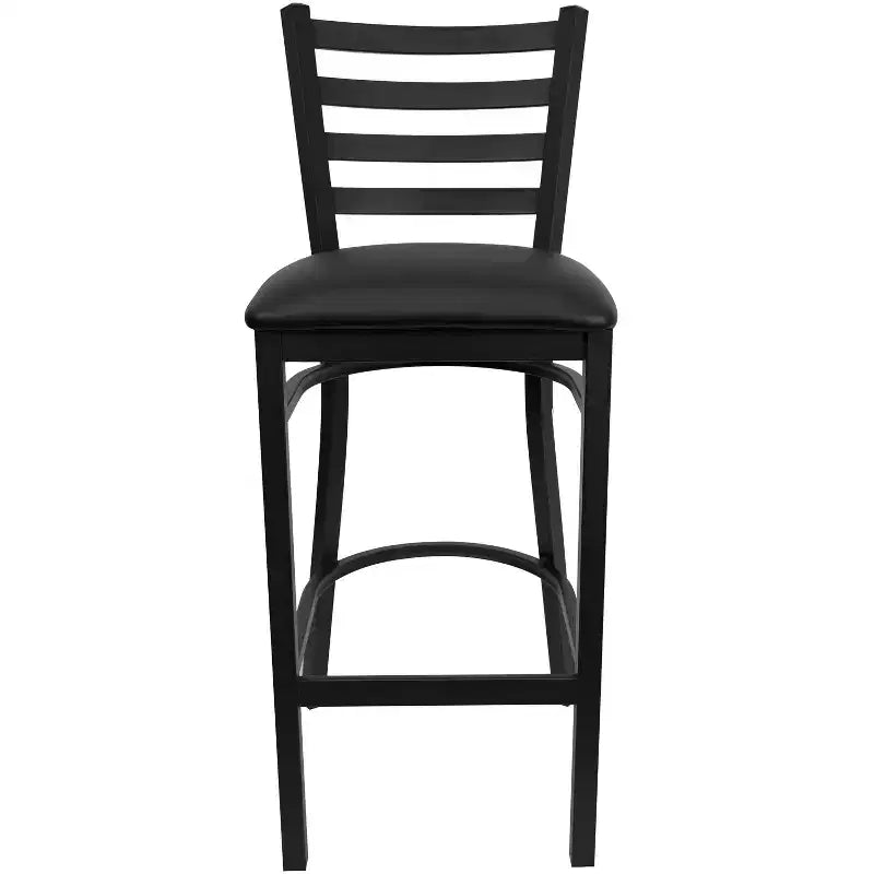Emma and Oliver Ladder Back Black Metal Restaurant Dining Barstool