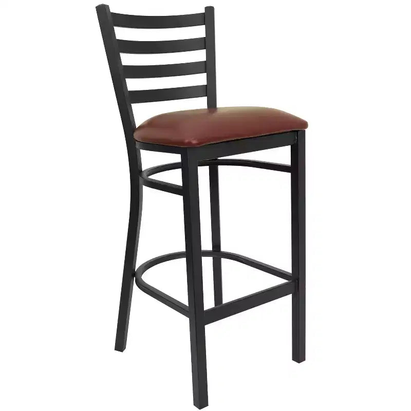 Emma and Oliver Ladder Back Black Metal Restaurant Dining Barstool