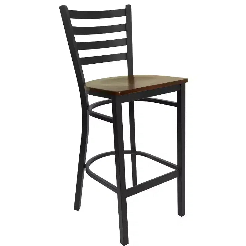 Emma and Oliver Ladder Back Black Metal Restaurant Dining Barstool