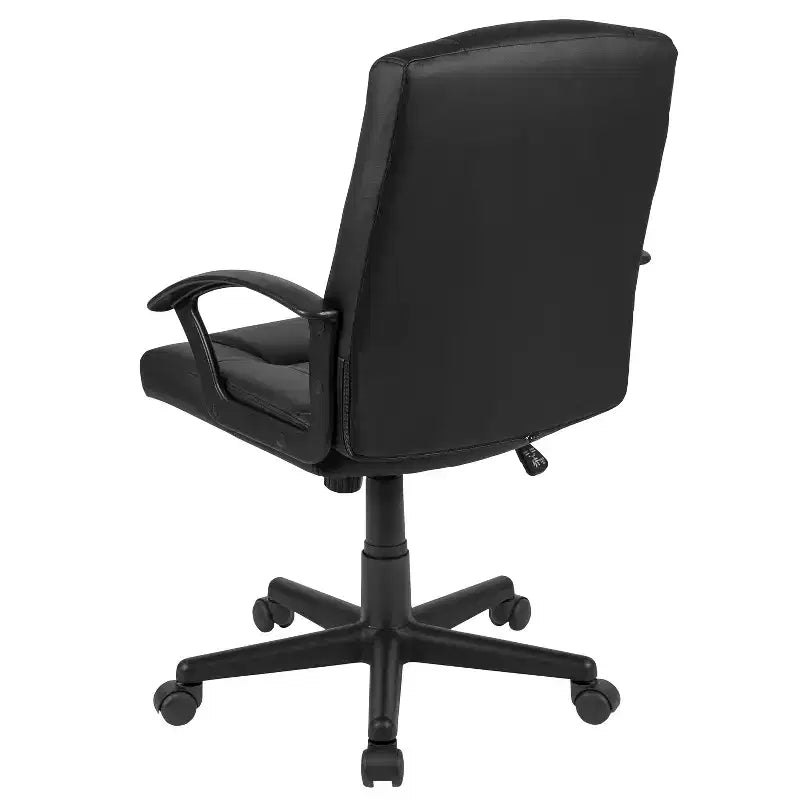 Emma and Oliver Mid-Back Black LeatherSoft-Padded Task Office Chair with Arms