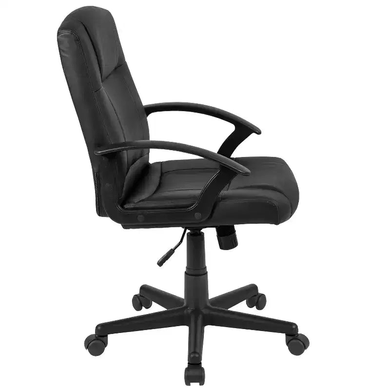 Emma and Oliver Mid-Back Black LeatherSoft-Padded Task Office Chair with Arms
