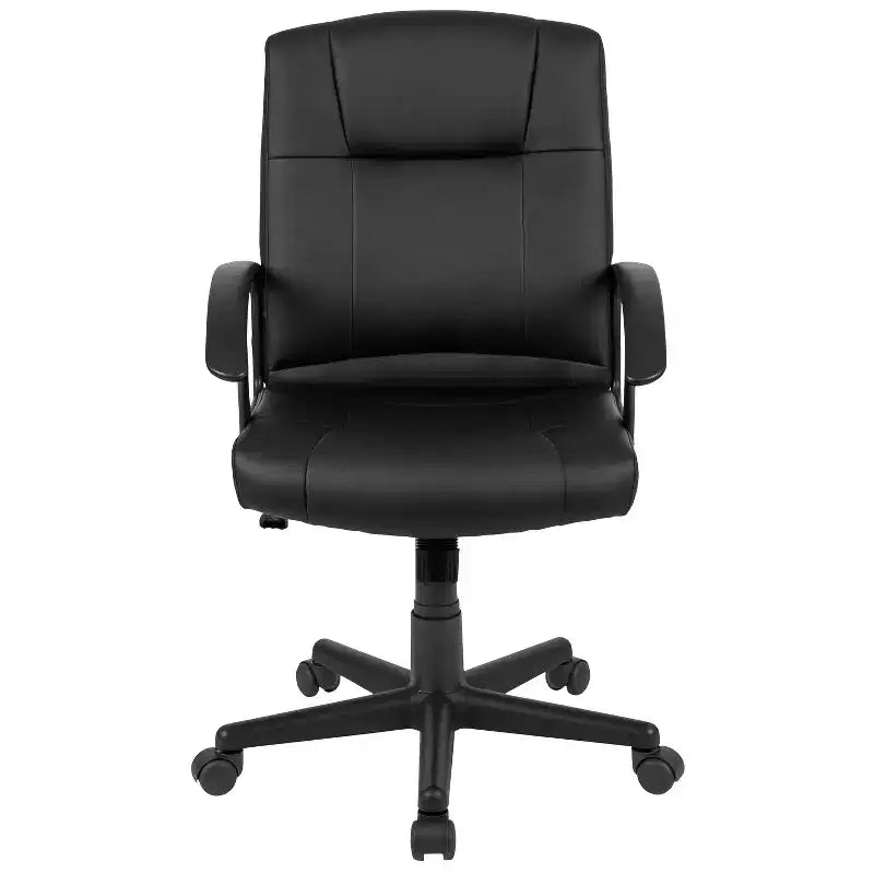 Emma and Oliver Mid-Back Black LeatherSoft-Padded Task Office Chair with Arms