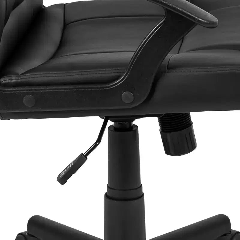 Emma and Oliver Mid-Back Black LeatherSoft-Padded Task Office Chair with Arms