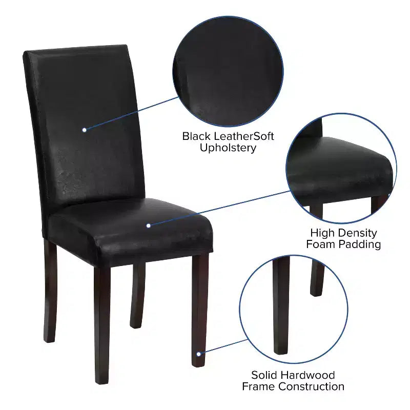Emma and Oliver Contemporary Panel Back Parson's Chair with High Density Foam Padding and Finished Hardwood Frame