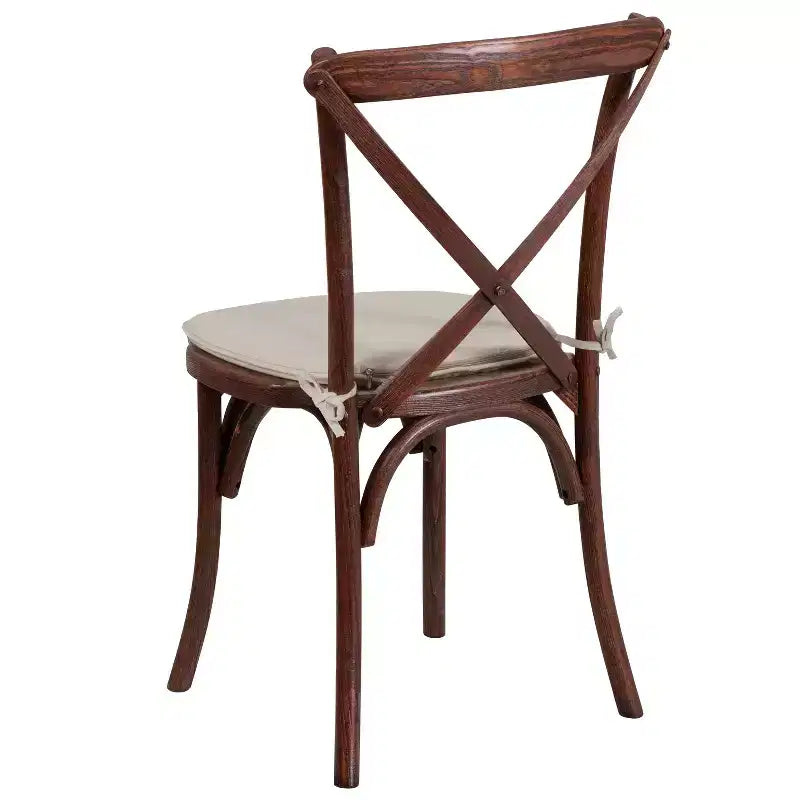 Emma and Oliver Stackable Wood Cross Back Dining Chair with Cushion