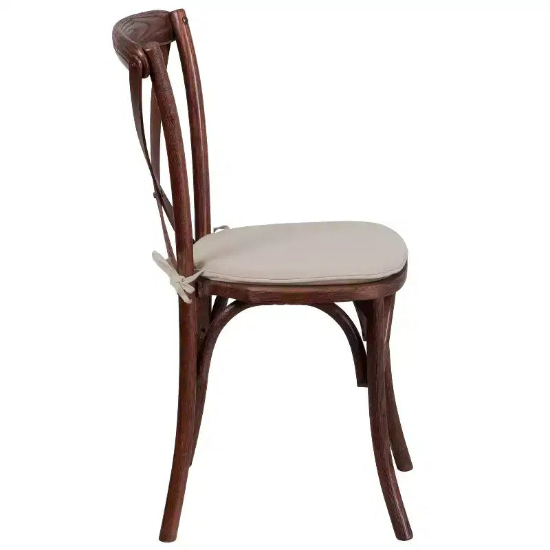 Emma and Oliver Stackable Wood Cross Back Dining Chair with Cushion
