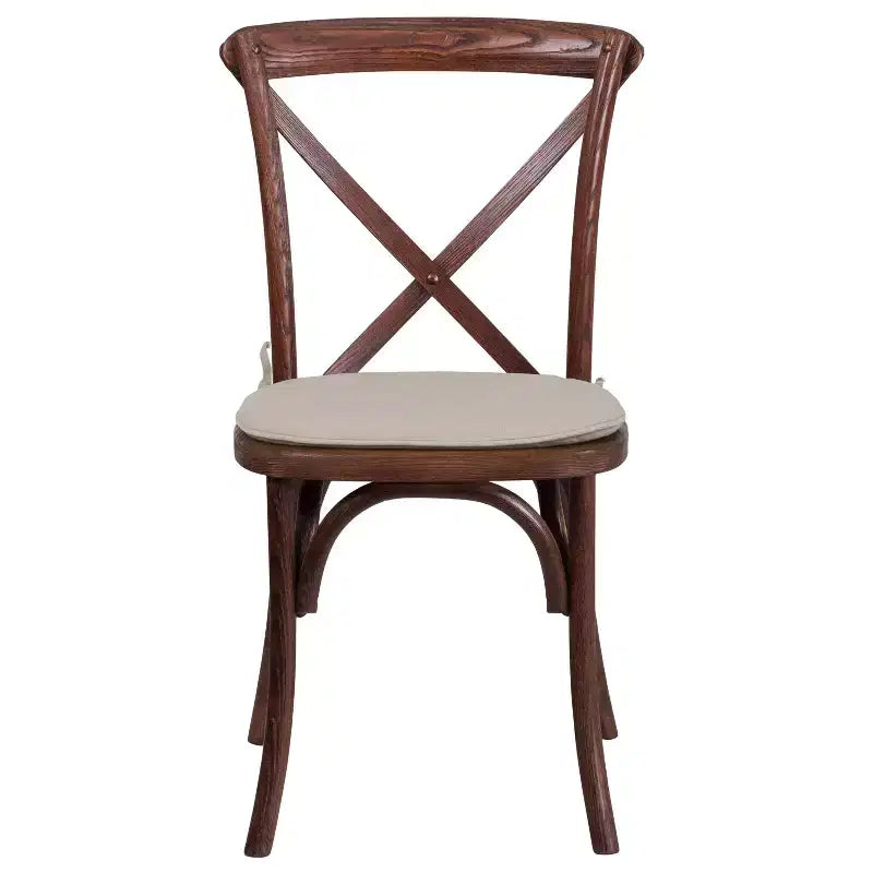 Emma and Oliver Stackable Wood Cross Back Dining Chair with Cushion