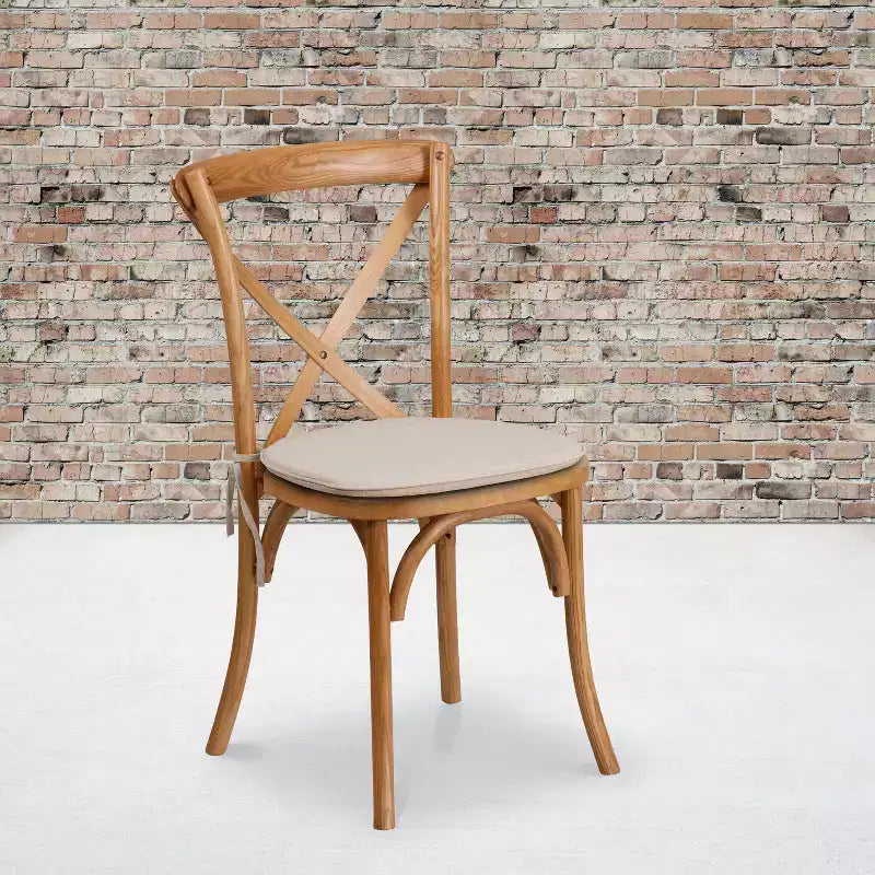 Emma and Oliver Stackable Wood Cross Back Dining Chair with Cushion