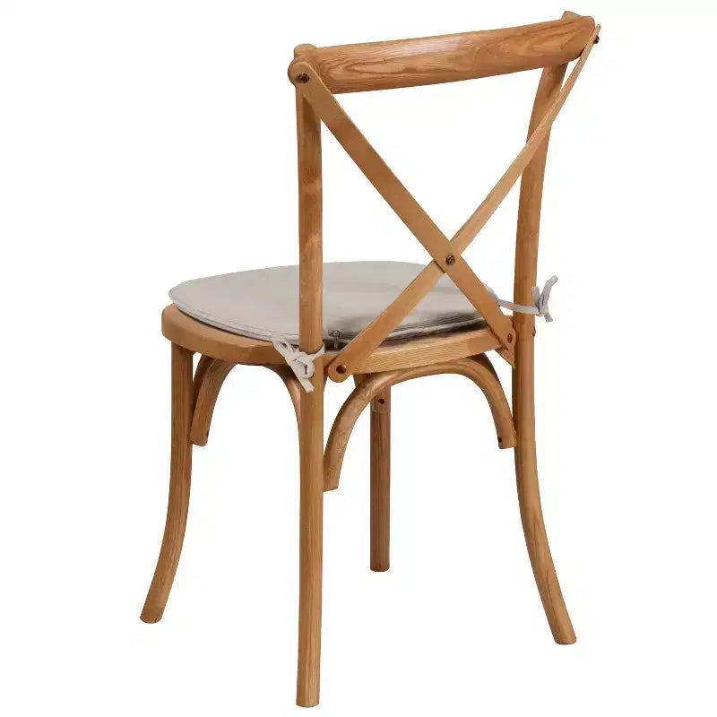 Emma and Oliver Stackable Wood Cross Back Dining Chair with Cushion