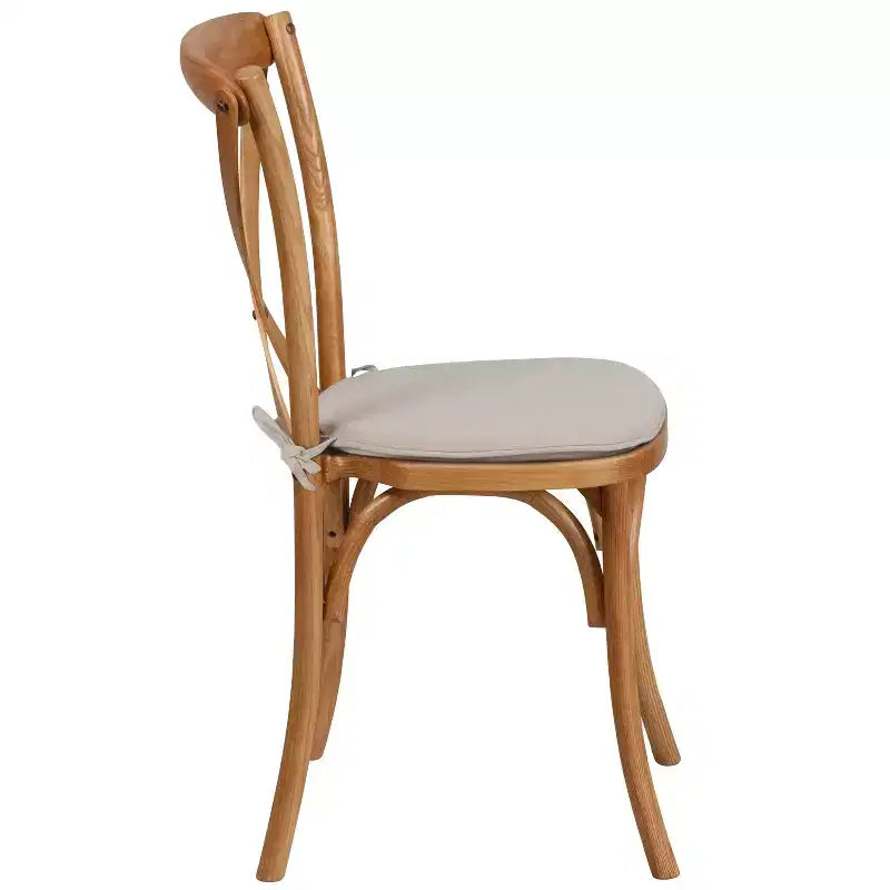 Emma and Oliver Stackable Wood Cross Back Dining Chair with Cushion