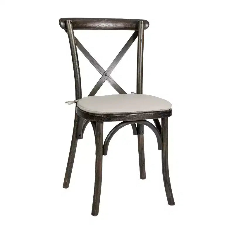 Emma and Oliver Stackable Wood Cross Back Dining Chair with Cushion