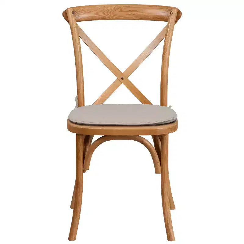 Emma and Oliver Stackable Wood Cross Back Dining Chair with Cushion