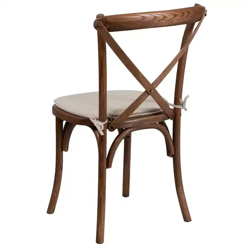 Emma and Oliver Stackable Wood Cross Back Dining Chair with Cushion