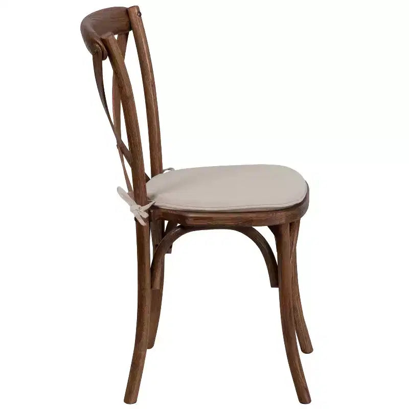 Emma and Oliver Stackable Wood Cross Back Dining Chair with Cushion