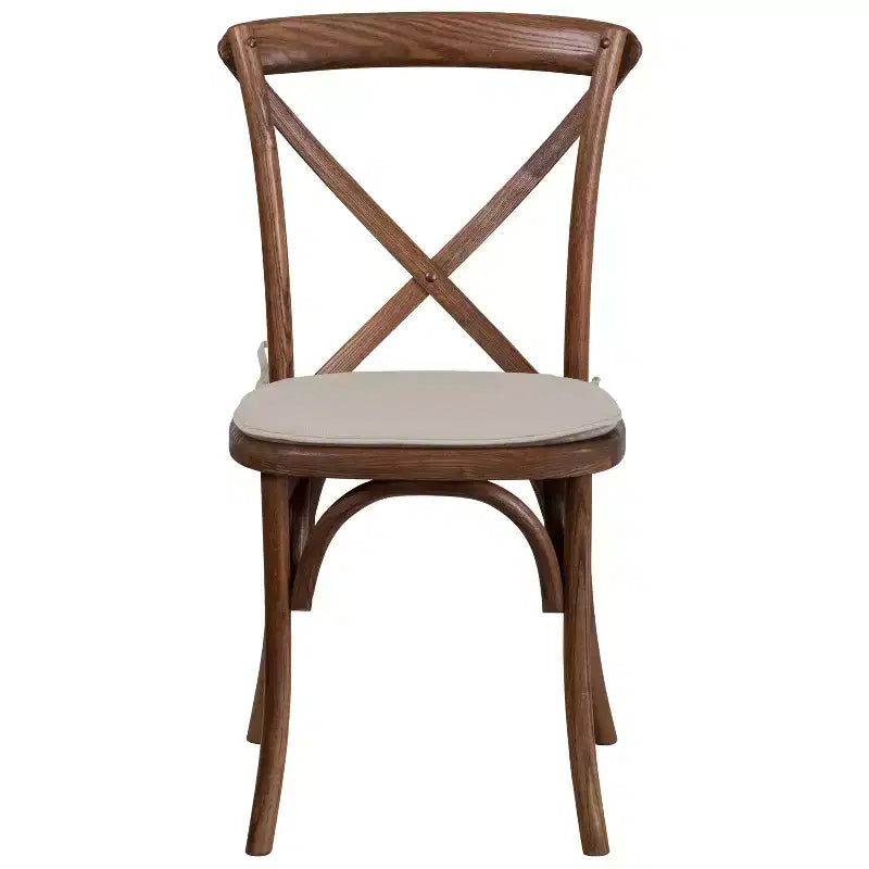 Emma and Oliver Stackable Wood Cross Back Dining Chair with Cushion