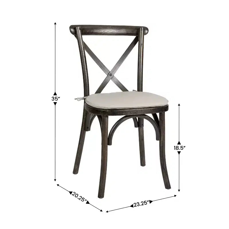 Emma and Oliver Stackable Wood Cross Back Dining Chair with Cushion