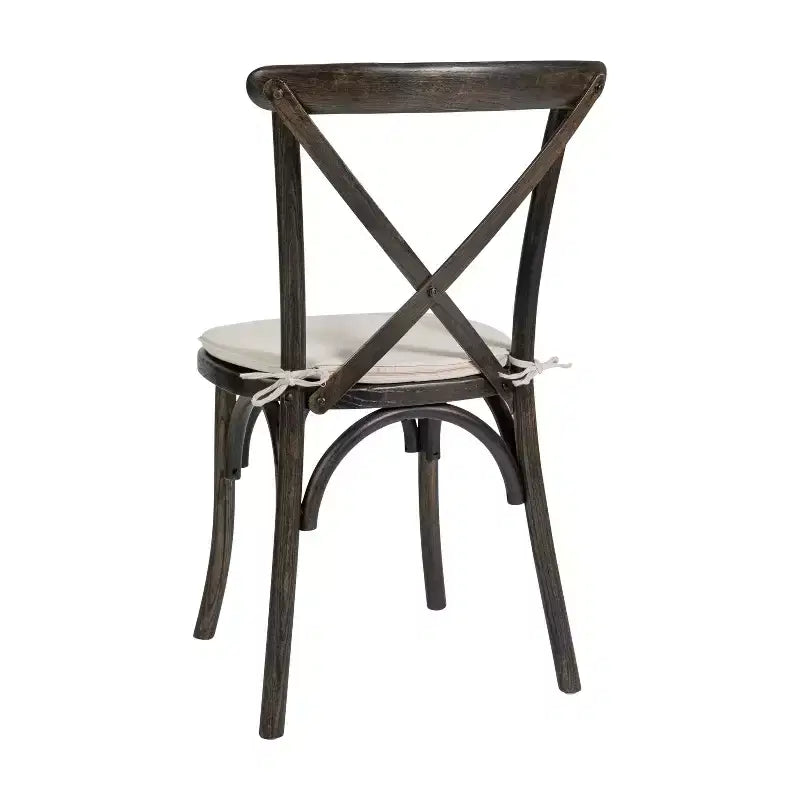 Emma and Oliver Stackable Wood Cross Back Dining Chair with Cushion
