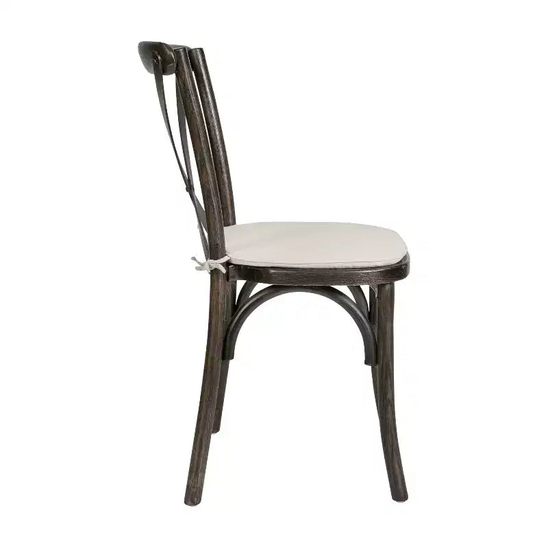 Emma and Oliver Stackable Wood Cross Back Dining Chair with Cushion
