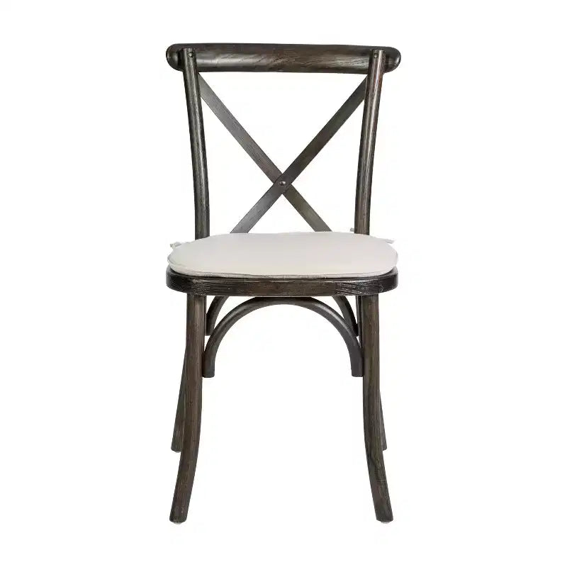 Emma and Oliver Stackable Wood Cross Back Dining Chair with Cushion