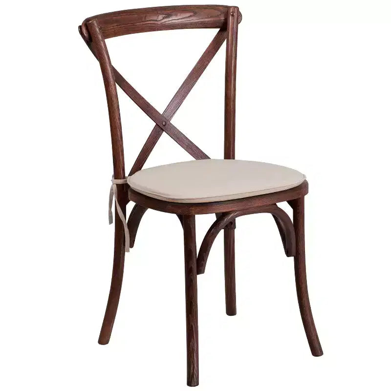 Emma and Oliver Stackable Wood Cross Back Dining Chair with Cushion