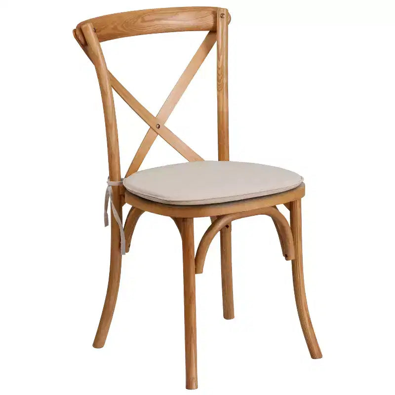 Emma and Oliver Stackable Wood Cross Back Dining Chair with Cushion