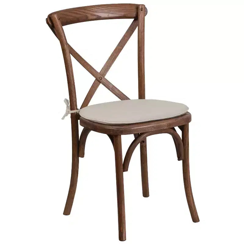 Emma and Oliver Stackable Wood Cross Back Dining Chair with Cushion