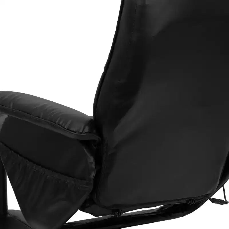 Ensemble fauteuil inclinable et ottoman Emma et Oliver à contrôle thermique et massant en similicuir noir