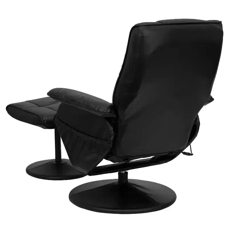 Ensemble fauteuil inclinable et ottoman Emma et Oliver à contrôle thermique et massant en similicuir noir