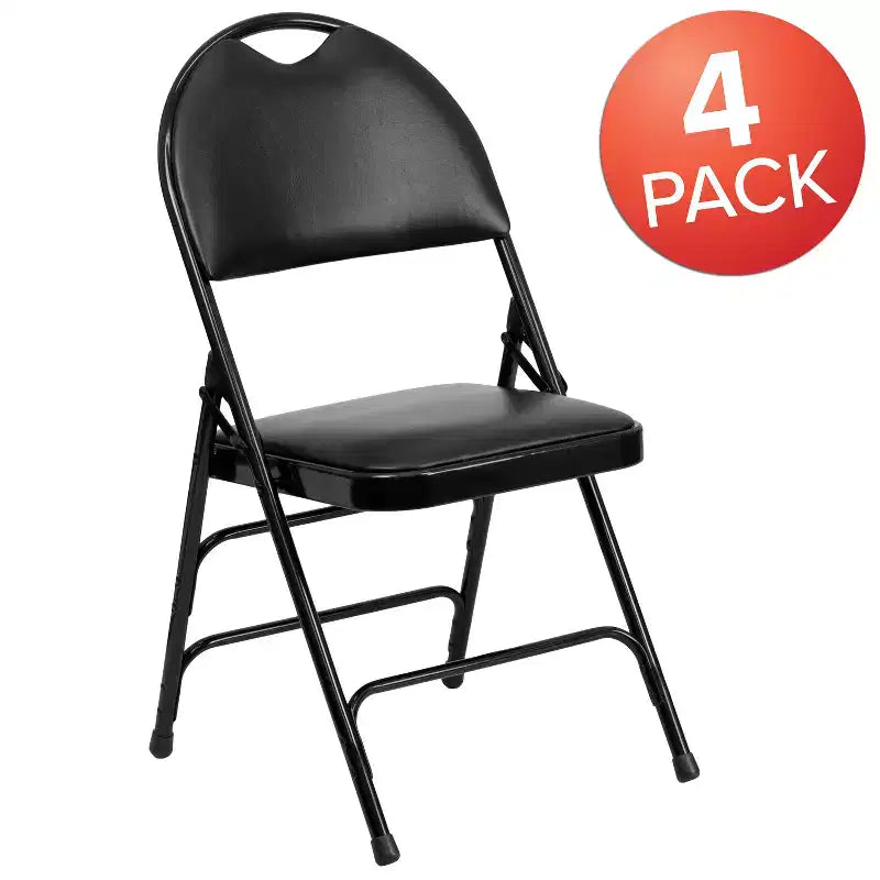 Emma and Oliver 4 Pack Home & Office Easy-Carry Party Events Padded Folding Chair