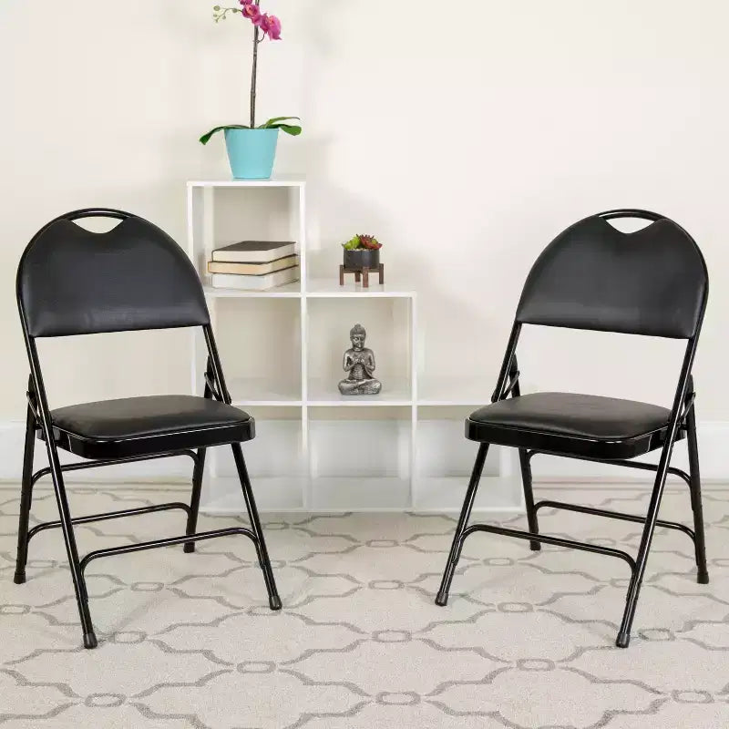 Emma and Oliver 4 Pack Home & Office Easy-Carry Party Events Padded Folding Chair