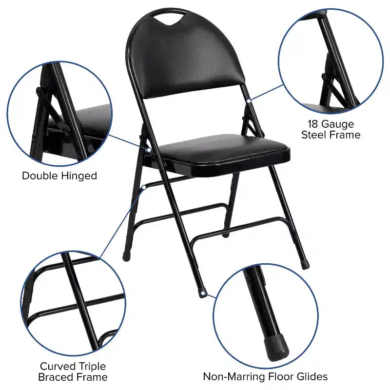 Emma and Oliver 4 Pack Home & Office Easy-Carry Party Events Padded Folding Chair