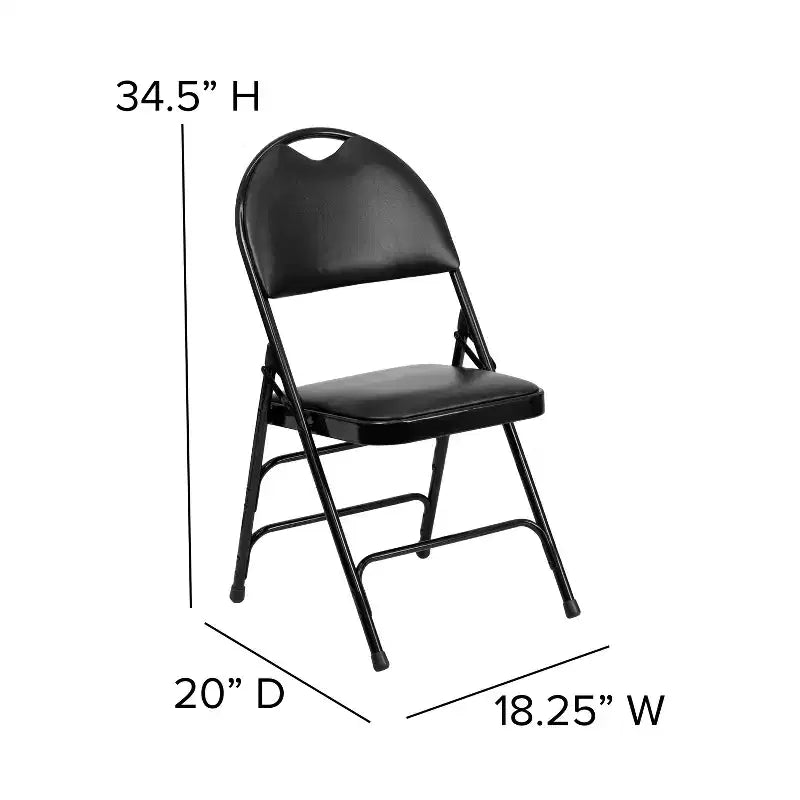 Emma and Oliver 4 Pack Home & Office Easy-Carry Party Events Padded Folding Chair
