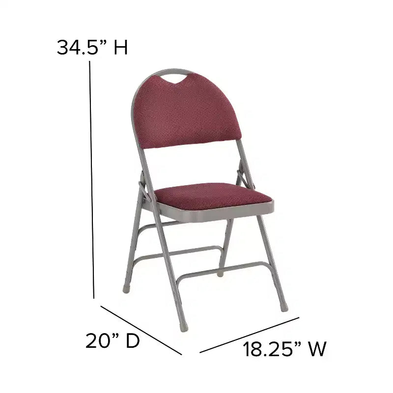 Emma and Oliver 4 Pack Home & Office Easy-Carry Party Events Padded Folding Chair