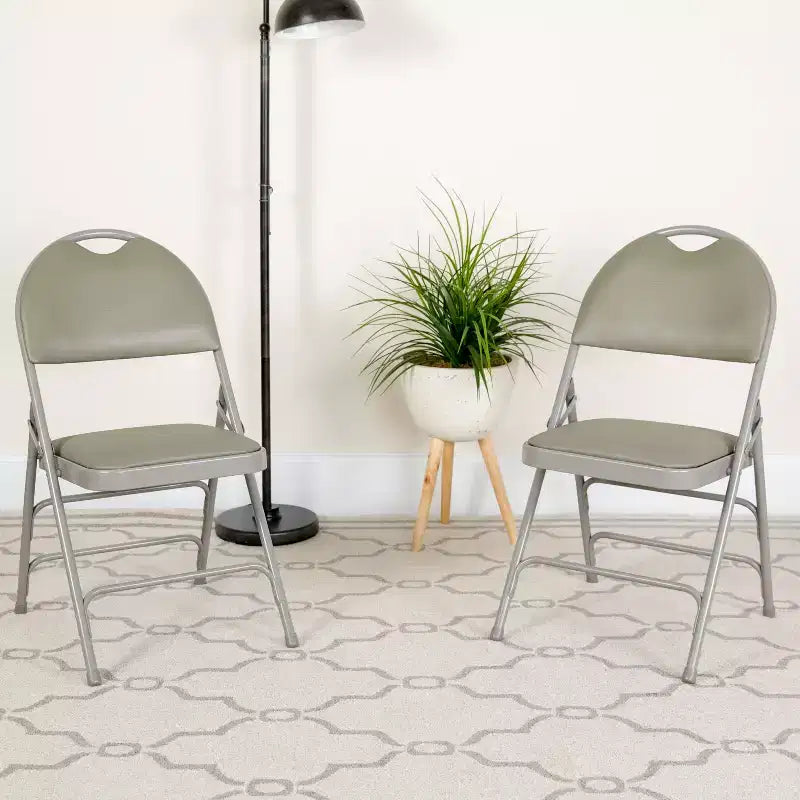 Emma and Oliver 4 Pack Home & Office Easy-Carry Party Events Padded Folding Chair